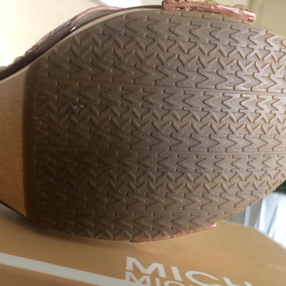 New Michael Kors Amelie Mule Luggage Embossed Leather Shoes - Picture 8 of 11